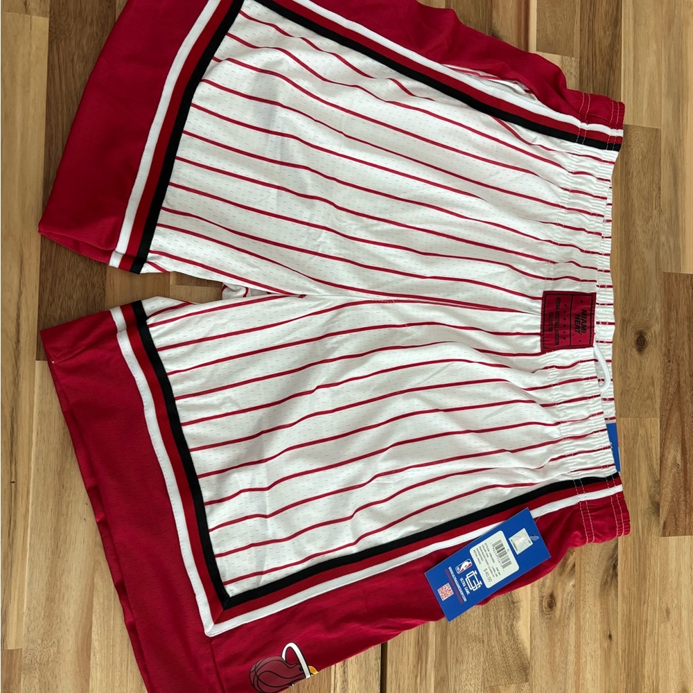 Red and White Striped Basketball Shorts
